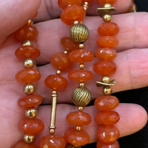 Carnelian Facet Cut Roundel Beads Vermeil John Beeman Design 4 Strand Necklace - Picture 3 of 14